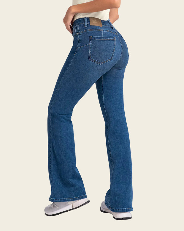 Jean levanta glúteos bota flare