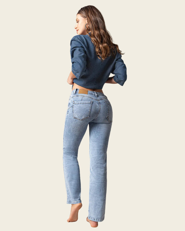 Jean levanta glúteos bota recta