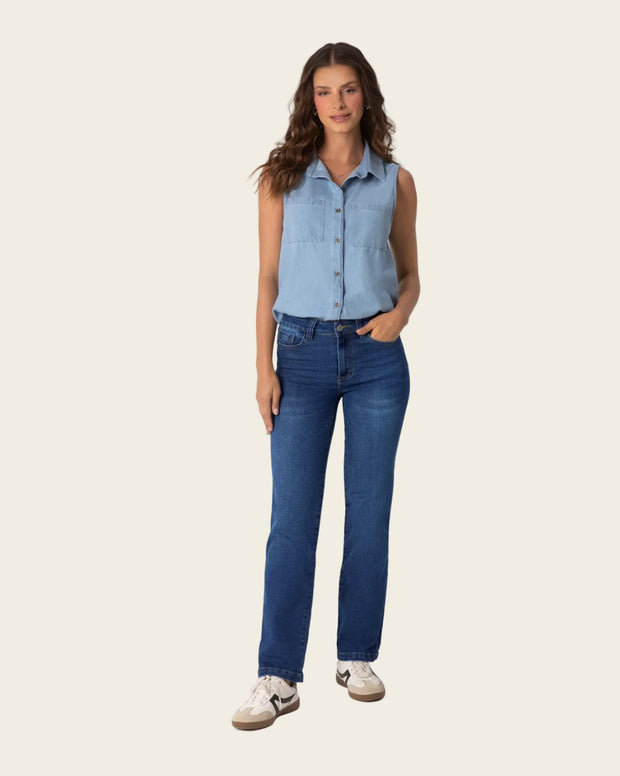 Jean levanta glúteos bota recta