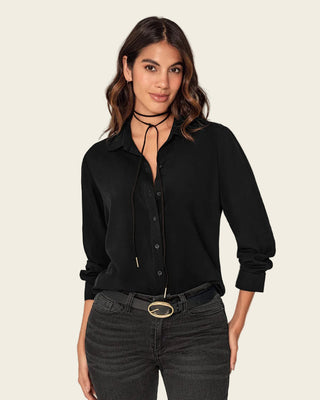Blusa manga larga con perilla funcional y puños con botón#color_700-negro