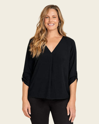 Blusa manga 3/4 con charretera no funcional#color_700-negro