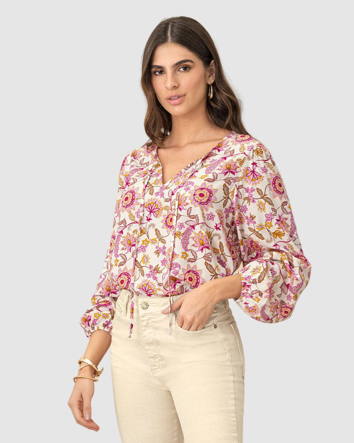 Blusa manga larga estampada para mujer