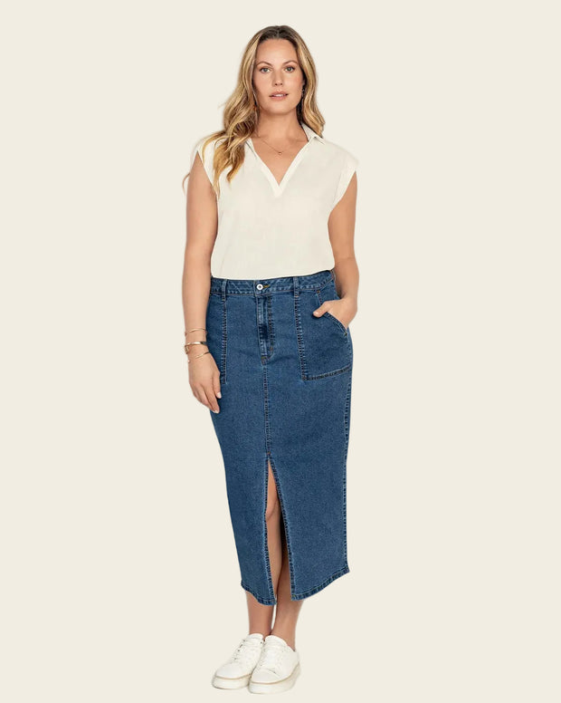 Blusa manga sisa cuello camisero en V