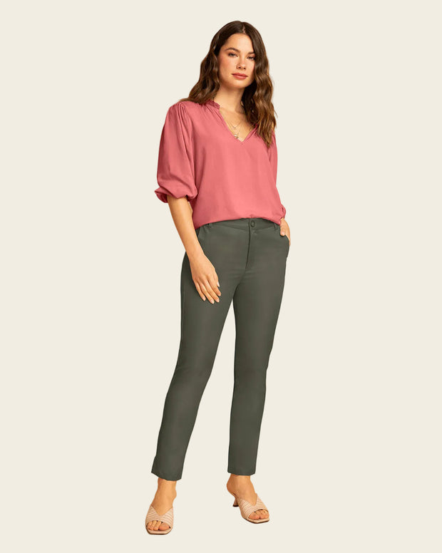 Blusa-manga-3/4-con-elástico-en-puños
