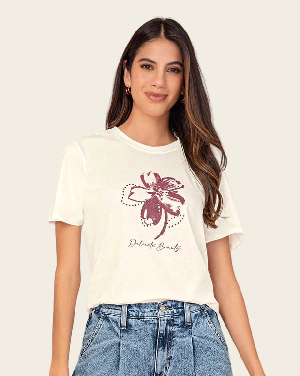 Camiseta manga corta en algodón con estampado en frente