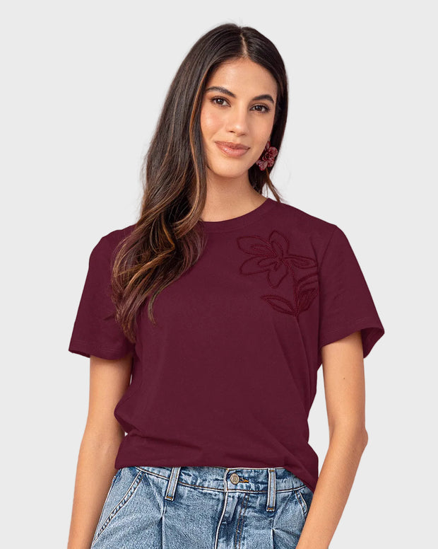 Camiseta manga corta en algodón con estampado en frente