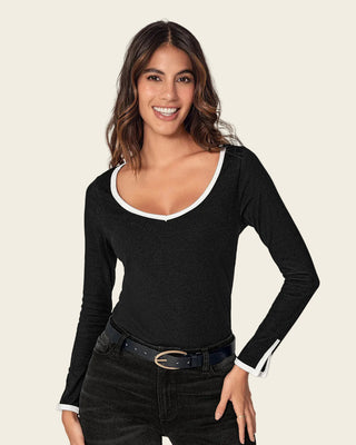 Camiseta manga larga de silueta ajustada#color_700-negro