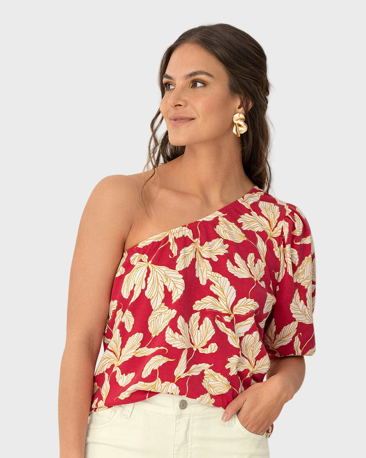 Camiseta asimétrica estampada