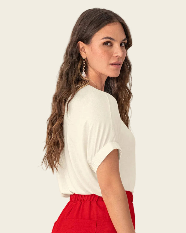 Camiseta básica manga corta con elástico ancho