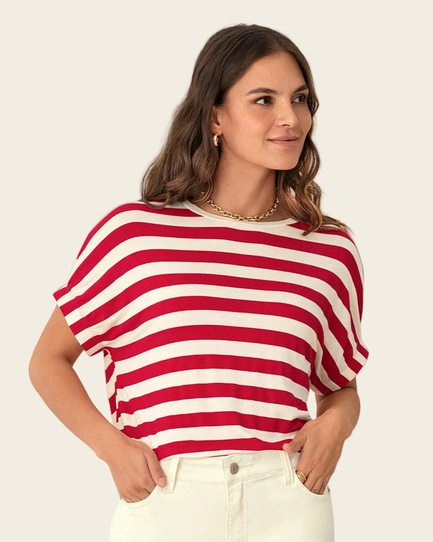 Camiseta básica manga corta con elástico ancho