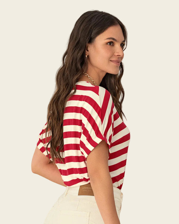 Camiseta básica manga corta con elástico ancho