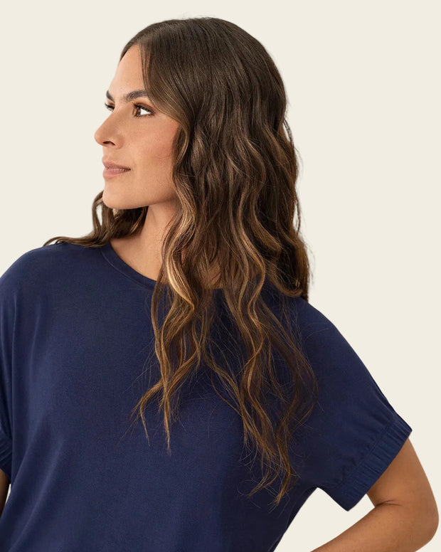 Camiseta básica manga corta con elástico ancho