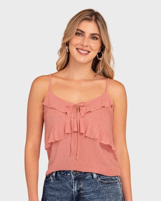 Camiseta de tiritas con boleros elaborada en tela con relieve#color_c27-palo-de-rosa