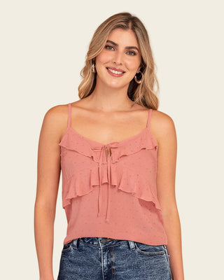 Camiseta de tiritas con boleros elaborada en tela con relieve#color_c27-palo-de-rosa