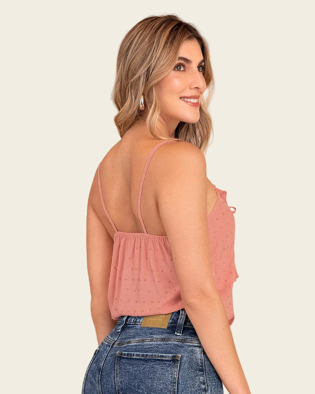 Camiseta de tiritas con boleros elaborada en tela con relieve