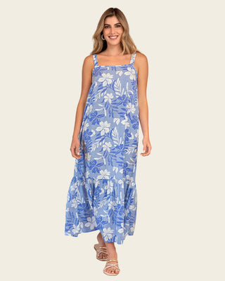 Vestido largo de escote recto y tiras gruesas#color_086-flores