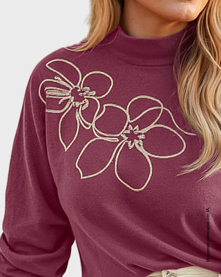 Sudadera manga 3/4 con detalles bordados#color_c32-malva