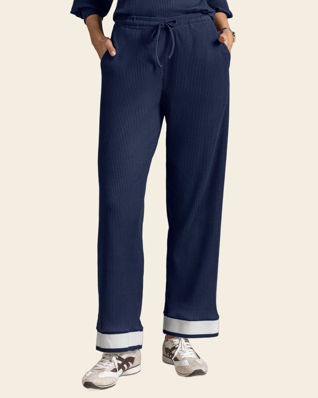 Pantalón bota recta en tela acanalada