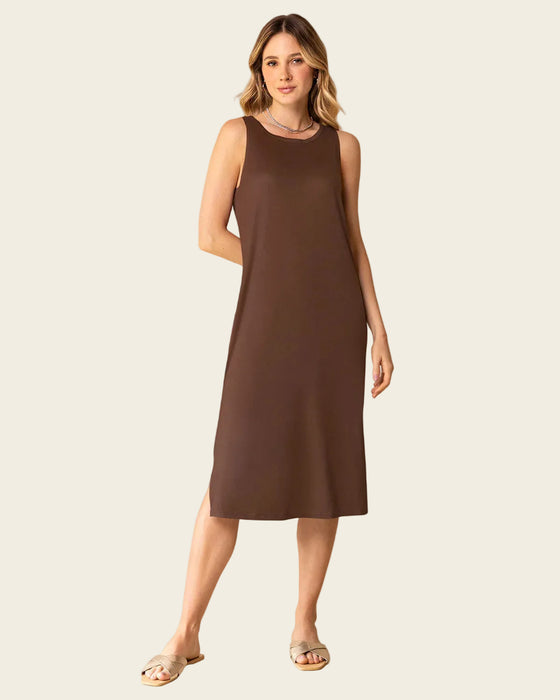 Vestido manga sisa silueta semiajustada multipropósito como pijama o exterior#color_c23-cafe-chocolate