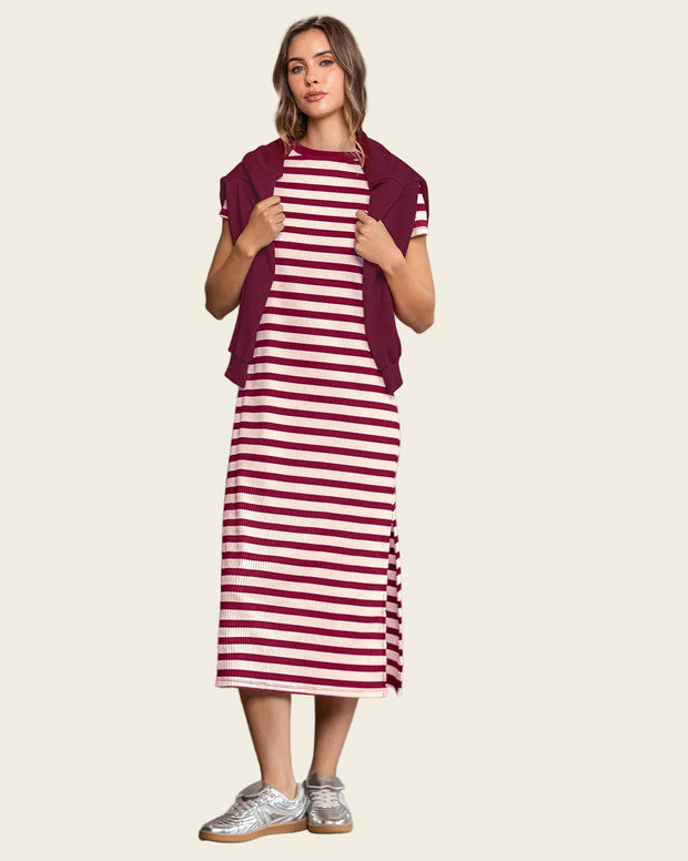 Vestido midi manga corta