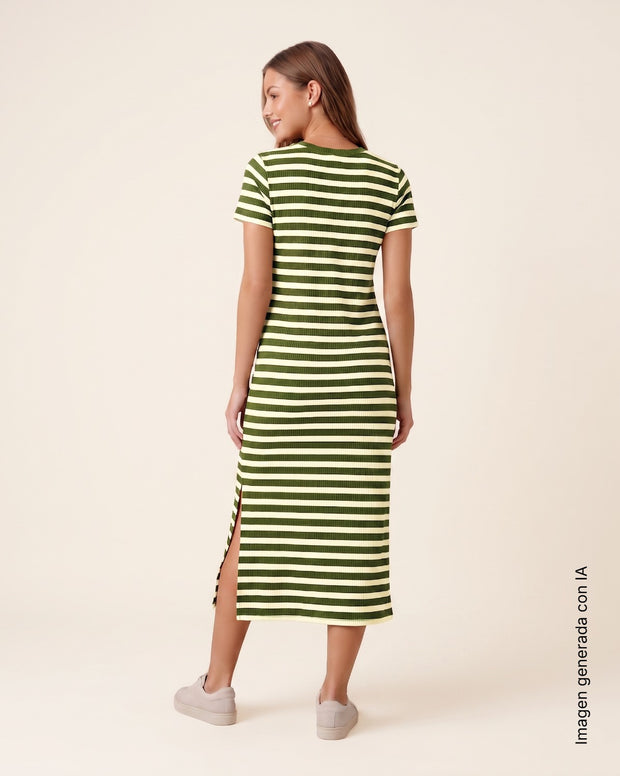 Vestido midi manga corta