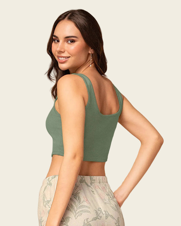 Camiseta manga sisa crop top en tejido acanalado