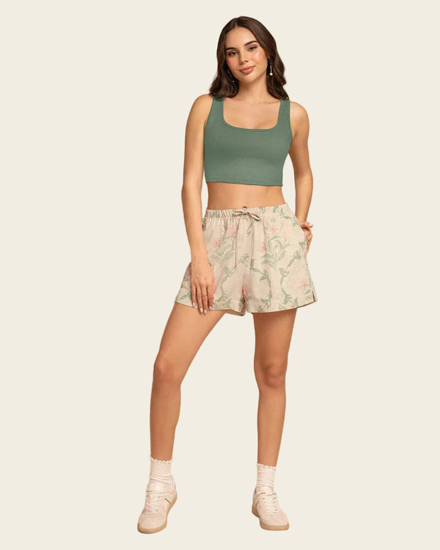 Camiseta manga sisa crop top en tejido acanalado
