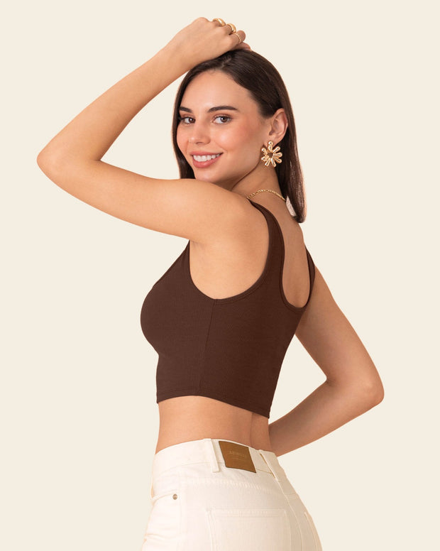 Camiseta manga sisa crop top en tejido acanalado