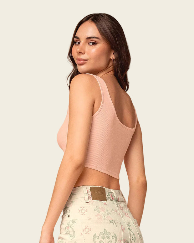 Camiseta manga sisa crop top en tejido acanalado