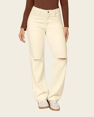 Jean con bota ancha y abertura en rodilla#color_018-marfil