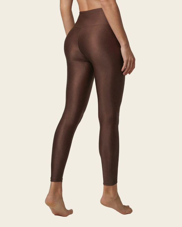 Legging con cierre de compresión en abdomen en imitación cuero