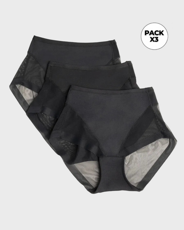 Paquete x 3 panties clásicos invisibles con tul
