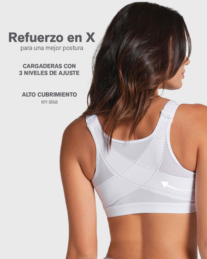 Brasier corrector de postura con compresión de volumen del busto Multi/Functional#color_000-blanco
