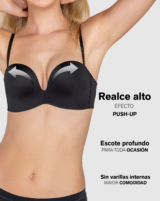 Brasier strapless antigravedad de realce alto sin varilla
