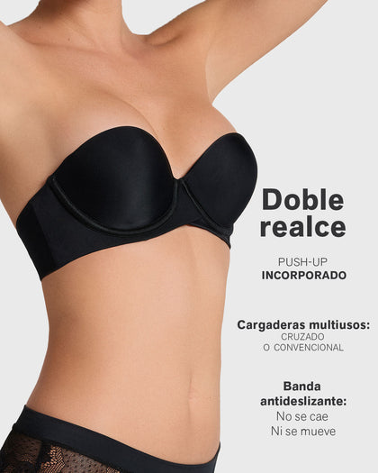 Brasier strapless Magic Up de doble realce que aumenta dos tallas de copa#color_700-negro