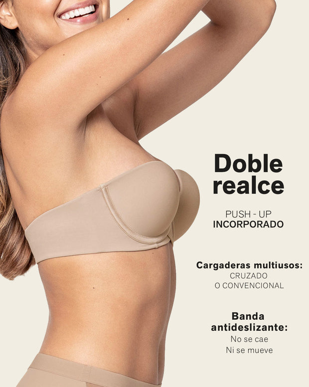 Brasier strapless Magic Up de doble realce que aumenta dos tallas de copa