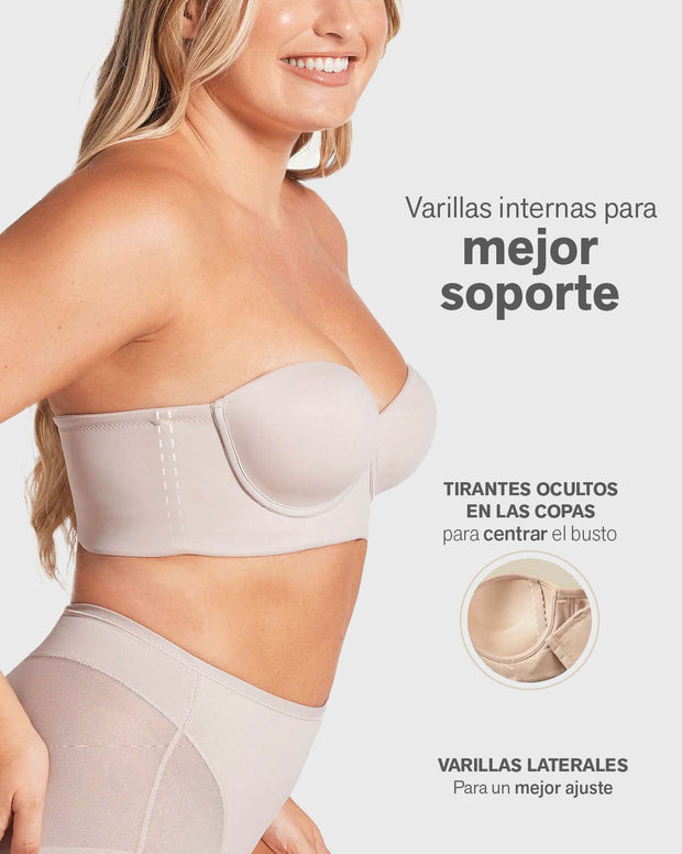 Brasier Strapless de Espalda Ancha, Buen Soporte