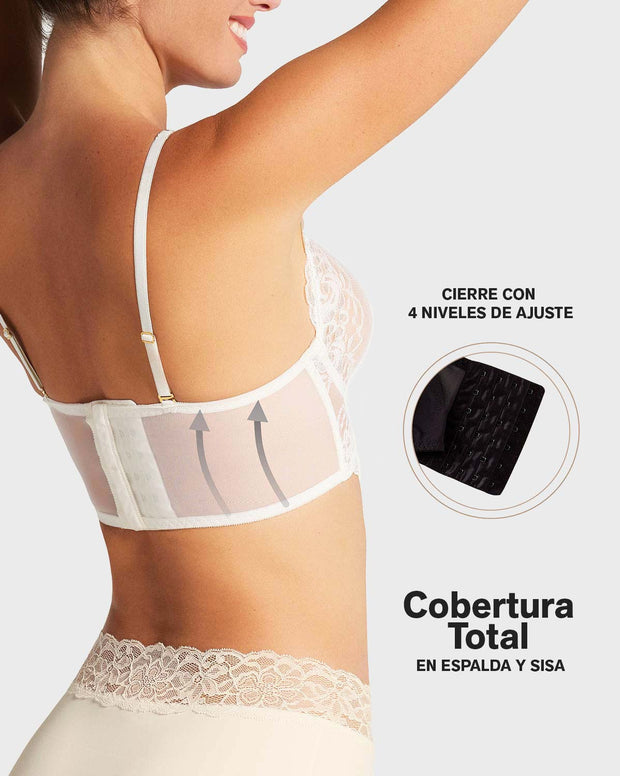 Brasier tipo bralette en encaje y transparencias
