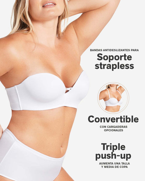 Brasier wow de triple realce ideal como strapless#color_000-blanco