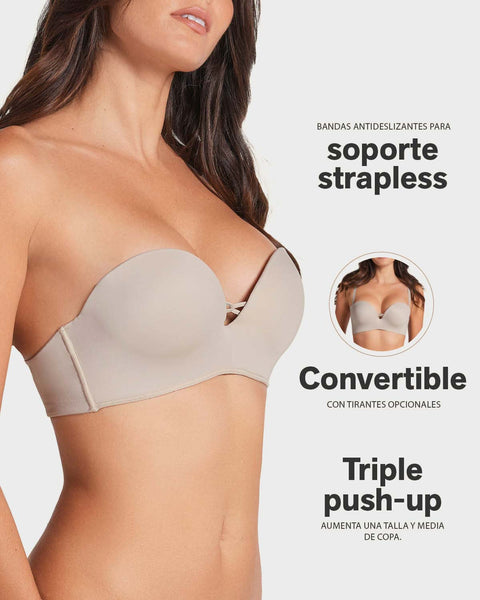 Brasier wow de triple realce ideal como strapless#color_802-cafe-claro
