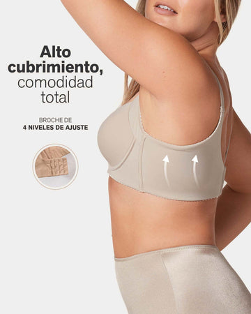 Brasier de realce suave y cubrimiento alto en sisa y espalda Cover Bra#color_802-cafe-claro