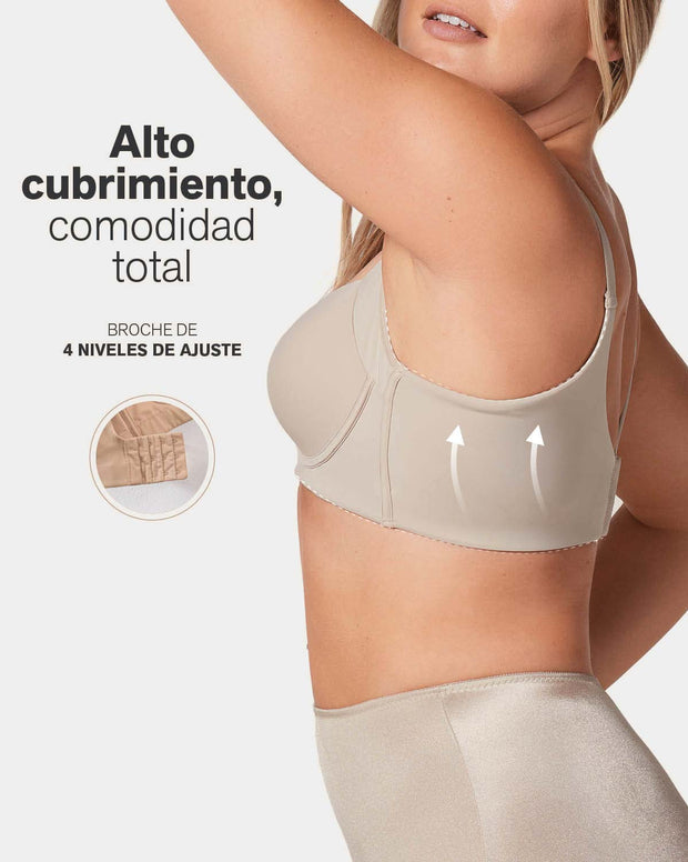 Brasier de cubrimiento alto en sisa y espalda Cover Bra