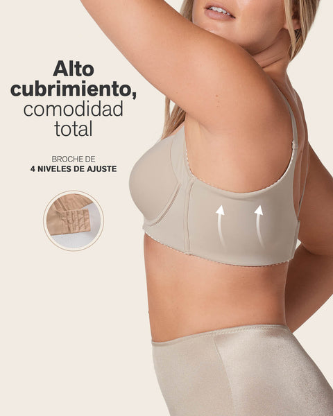 Brasier de realce suave y cubrimiento alto en sisa y espalda Cover Bra#color_b24-estampado-hojas-verdes