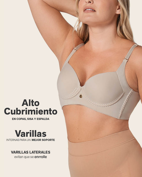 Brasier de realce suave y cubrimiento alto en sisa y espalda Cover Bra#color_a70-estampado-dorado