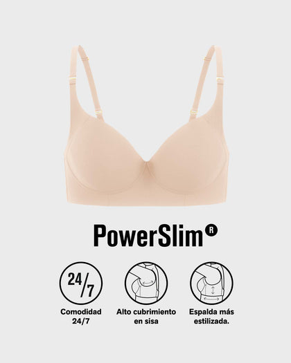 Brasier de realce suave y cubrimiento alto en sisa y espalda Cover Bra#color_802-cafe-claro