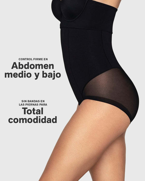 Panty faja de tiro alto y compresión de abdomen invisible en glúteos#color_700-negro