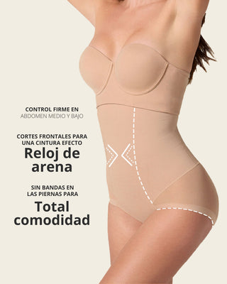 Panty faja de tiro alto y compresión de abdomen invisible en glúteos#color_801-cafe-medio