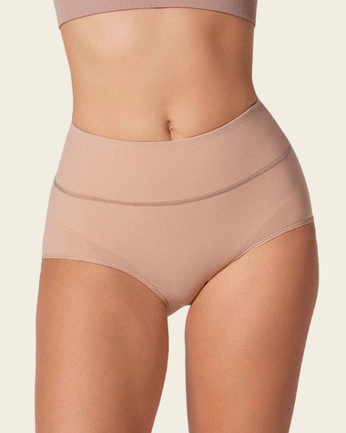 Panty faja de compresión moderada tiro alto en SkinFuse®#color_852-cafe-medio