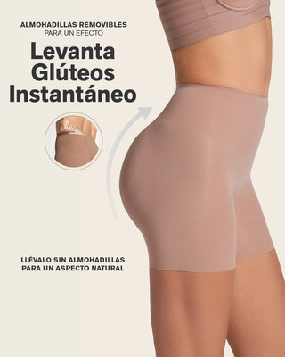 Short de compresión con almohadillas removibles levanta cola#color_857-cafe-medio