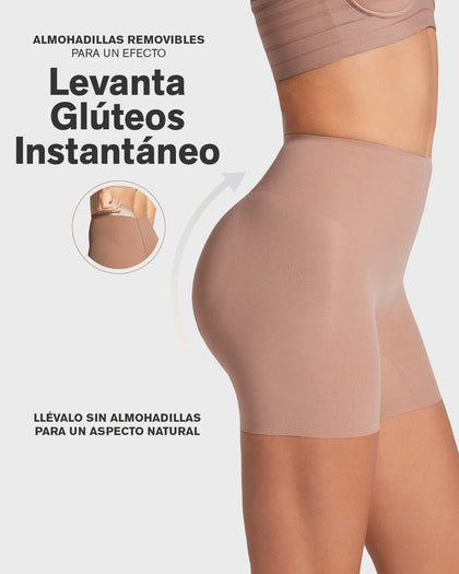 Short de compresión con almohadillas removibles levanta cola#color_857-cafe-medio